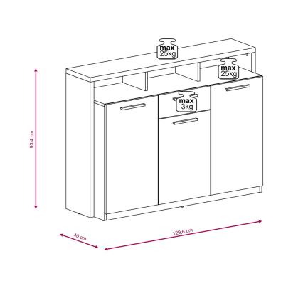 Kumode LEBY sonoma ozols/balta