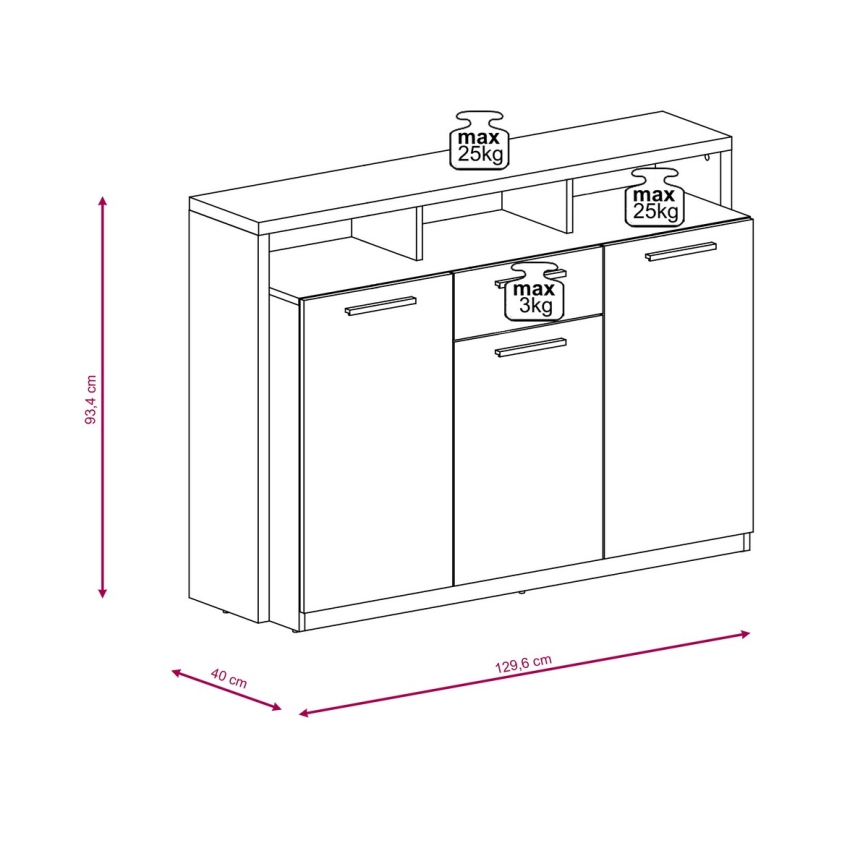 Kumode LEBY sonoma ozols/balta