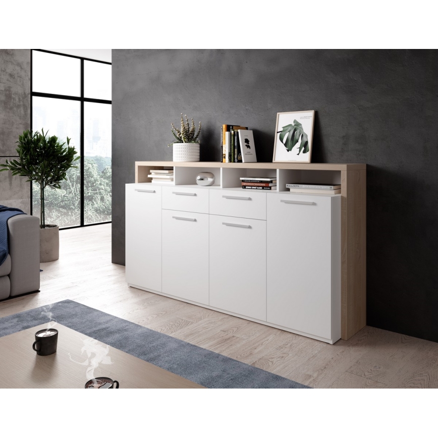 Kumode LEBY Sonoma ozols/balta