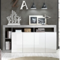 Kumode LENOR 184x93x42 cm, balta/pelēka ar betona efektu