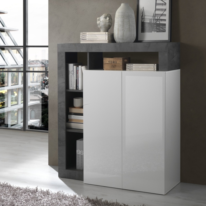 Kumode LENOR balta/antracīts