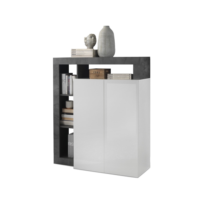 Kumode LENOR balta/antracīts