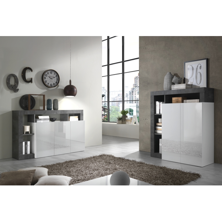 Kumode LENOR balta/antracīts