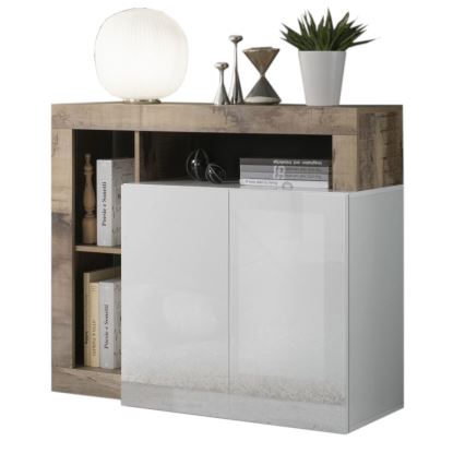 Kumode LENOR balta/brūna