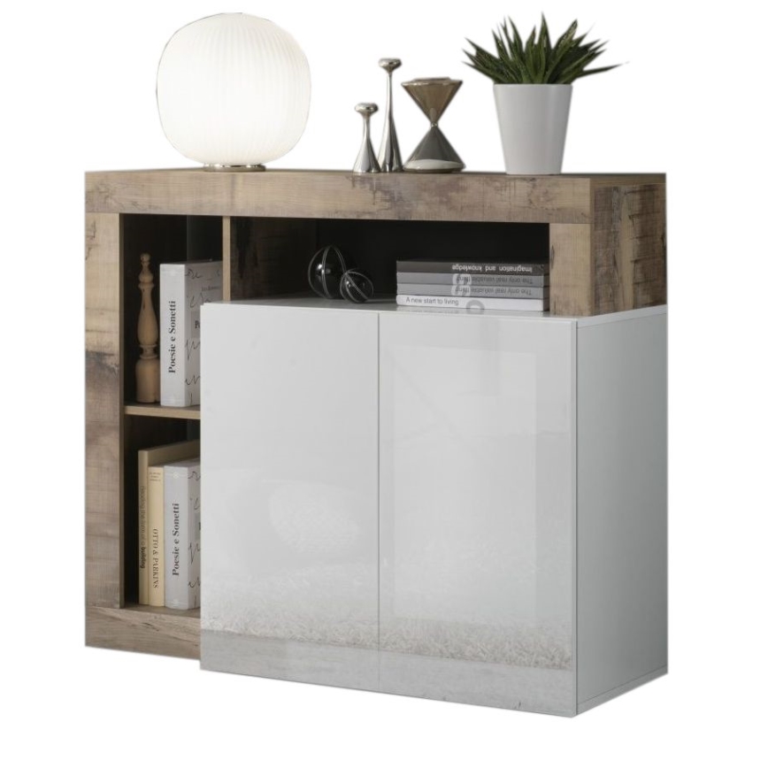 Kumode LENOR balta/brūna