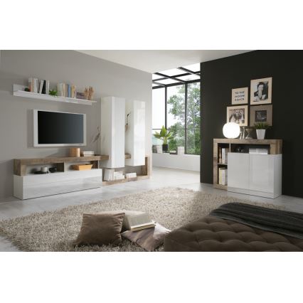 Kumode LENOR balta/brūna