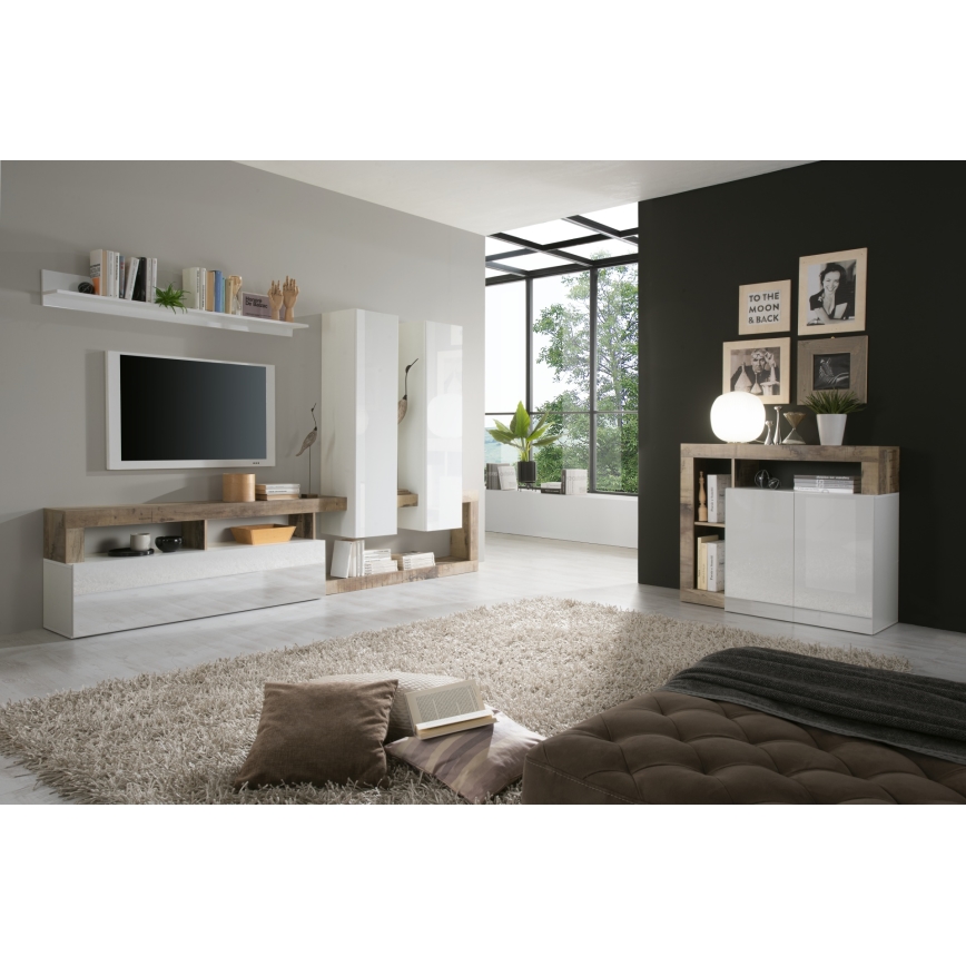 Kumode LENOR balta/brūna