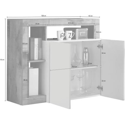 Kumode LENOR balta/brūna