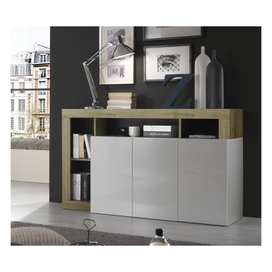 Kumode LENOR, balta/brūna