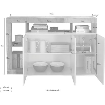 Kumode LENOR, balta/brūna