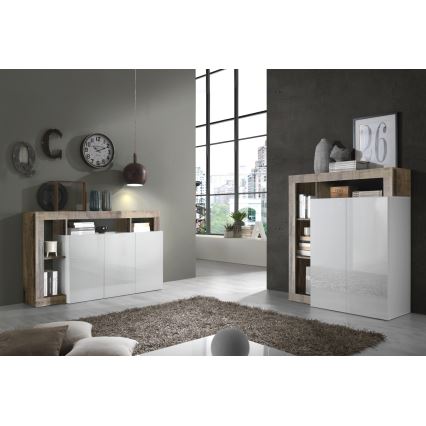 Kumode LENOR balta/brūna