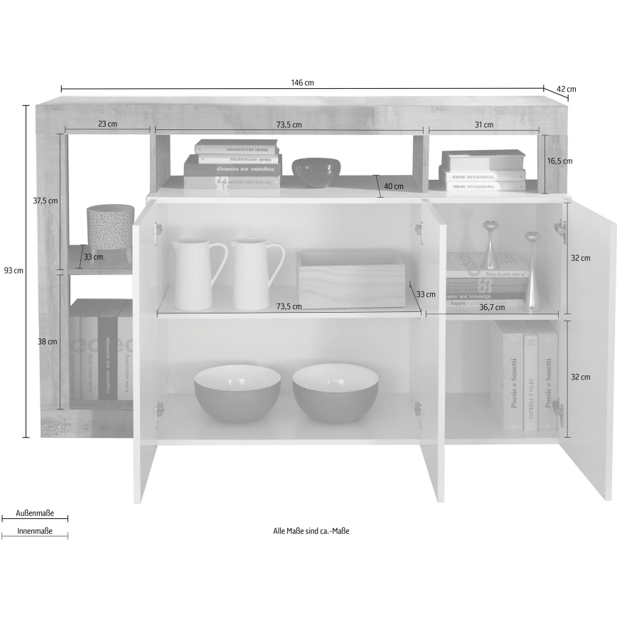 Kumode LENOR balta/brūna