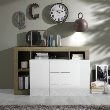 Kumode LENOR balta/brūna