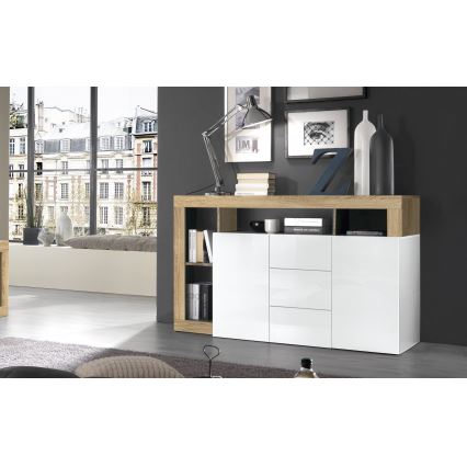 Kumode LENOR balta/brūna