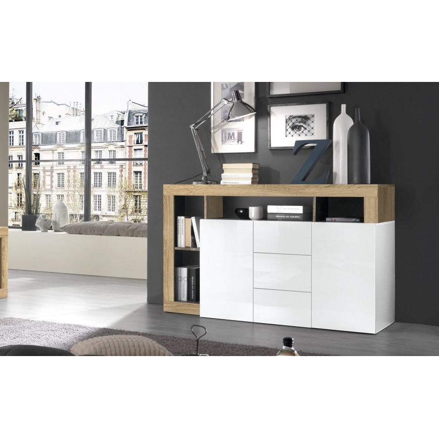 Kumode LENOR balta/brūna