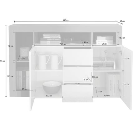 Kumode LENOR balta/brūna