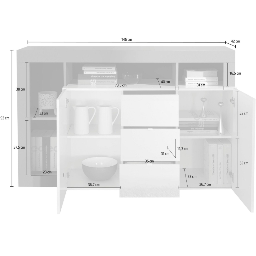 Kumode LENOR balta/brūna