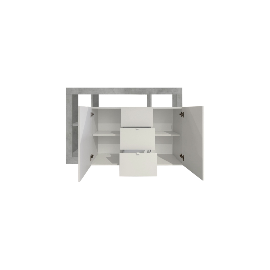 Kumode LENOR baltā/pelēkā ar betona efektu