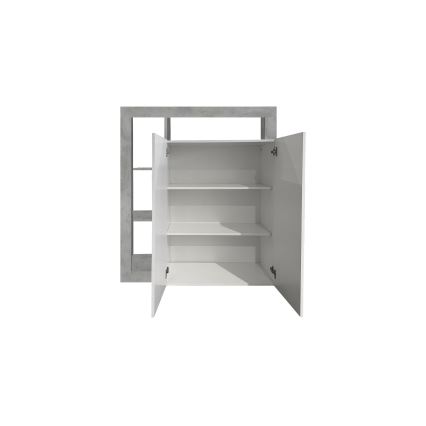 Kumode LENOR balta/pelēka betona