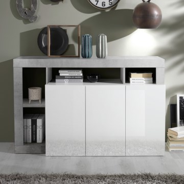 Kumode LENOR balta/pelēka (betona)