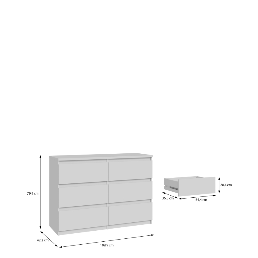 Kumode MAO ar atvilktnēm, balta