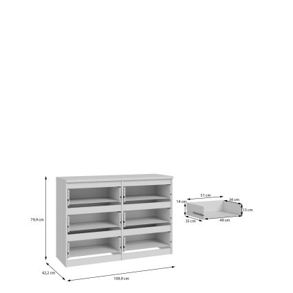 Kumode MAO ar atvilktnēm, balta