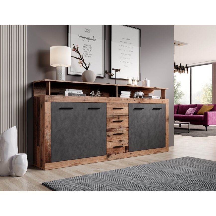 Kumode RUNA 190x96x32 cm tumši brūna/antracīta