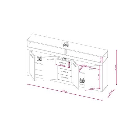 Kumode RUNA 190x96x32 cm tumši brūna/antracīta