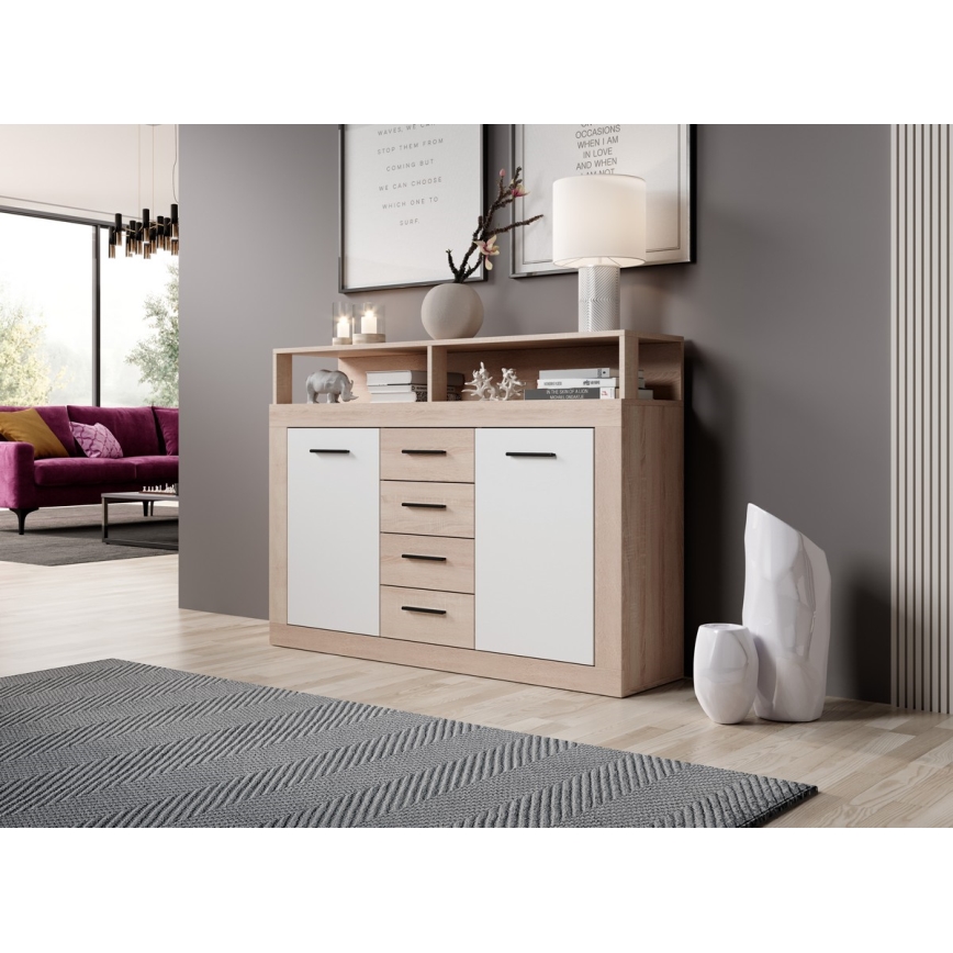 Kumode RUNA, ozols sonoma/balta