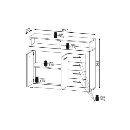 Kumode RUNA tumši brūna/antracīts