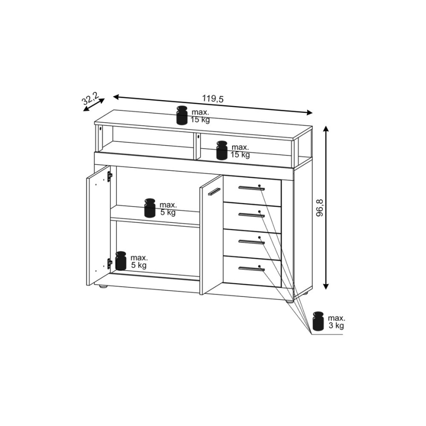 Kumode RUNA tumši brūna/antracīts