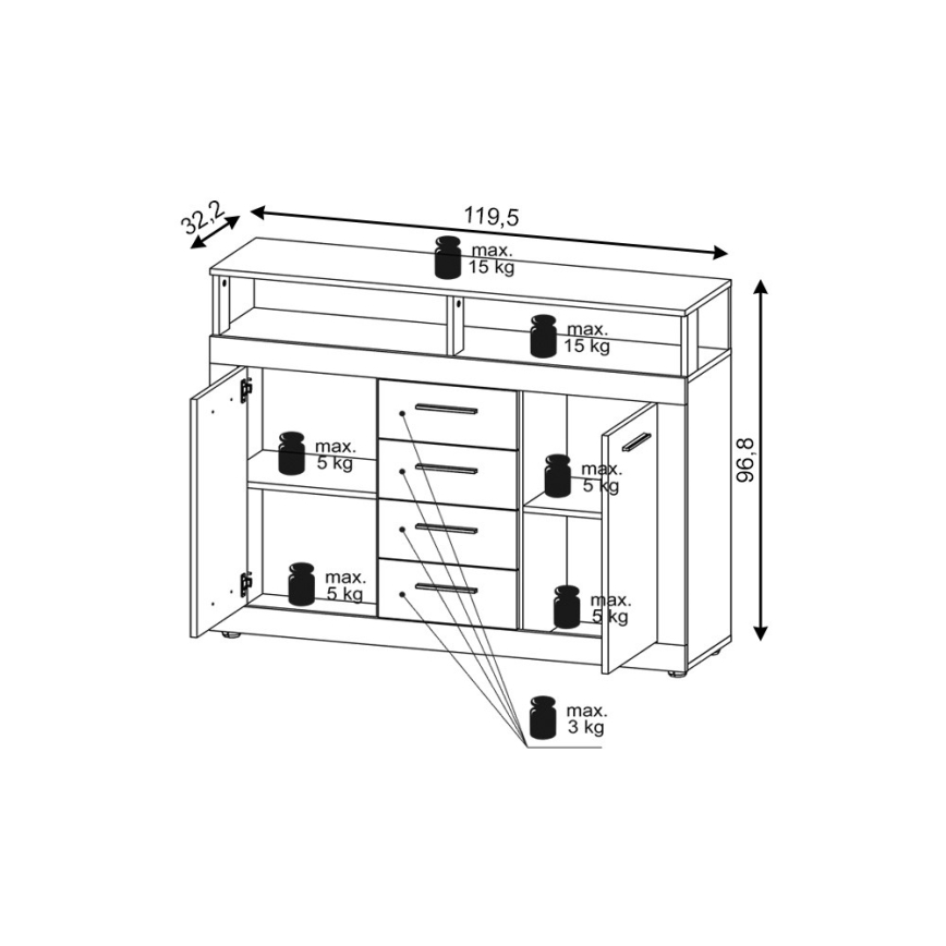 Kumode RUNA tumši brūna/antracīts