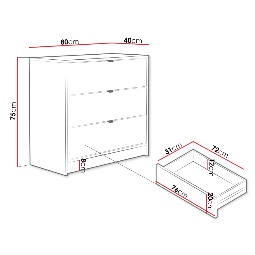 Kumode TIRENO 80x75 cm bēša