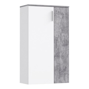 Kurpju skapis ETON — balts/pelēgs ar betona apdari