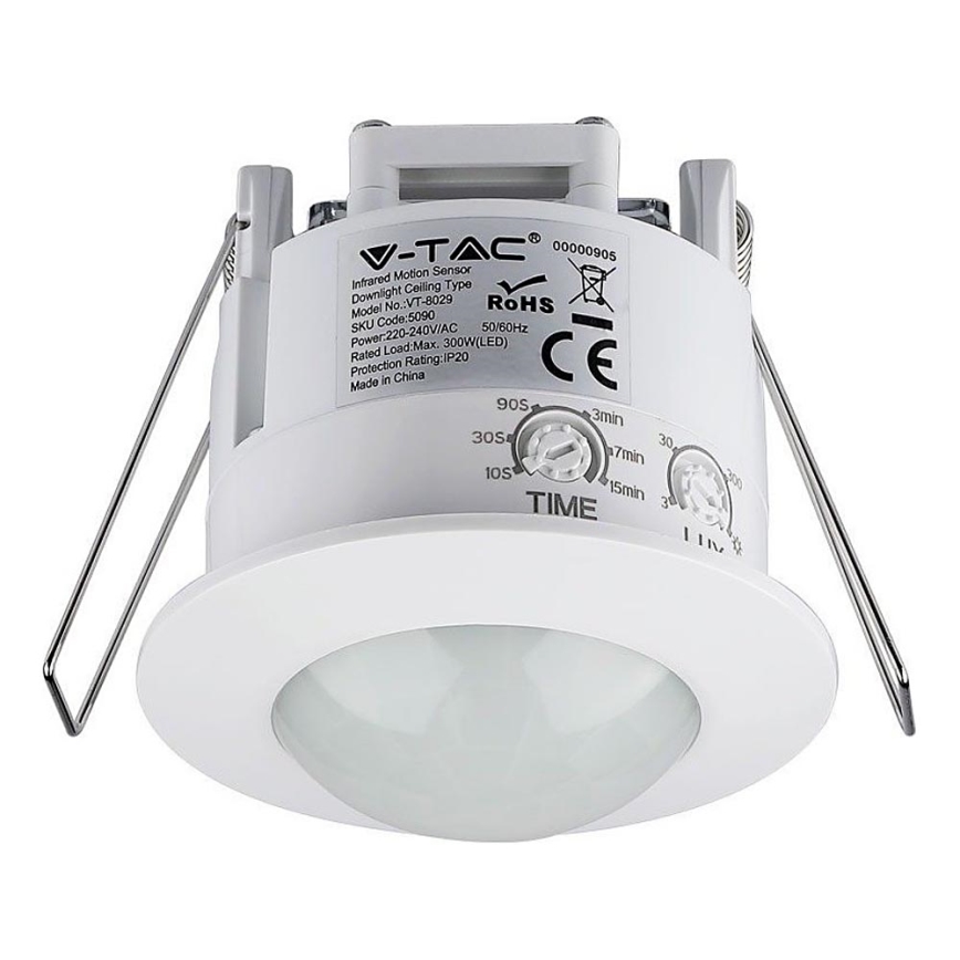Kustību sensors iegremdējama PIR 360° 300W/230V balta