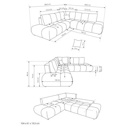 Izvelkams L-formas stūra dīvāns ALMADA ar uzglabāšanas nodalījumu — labās puses, bēšs