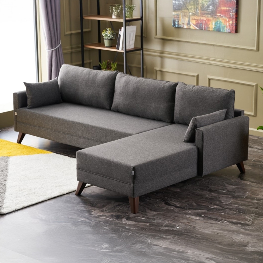 L-formas stūra dīvāns RIGA, antracīts, labais