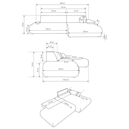 L-formas stūra izvelkamais dīvāns ar uzglabāšanas nodalījumu PRATO, kreisais, bēšs