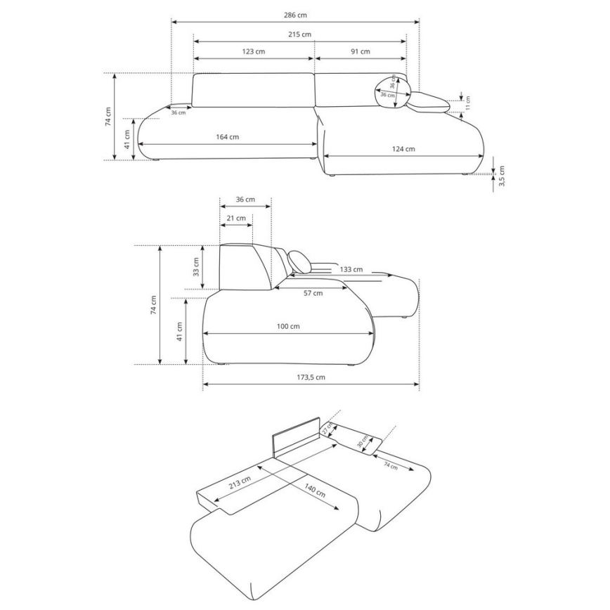 L-formas stūra izvelkamais dīvāns ar uzglabāšanas nodalījumu PRATO, kreisais, bēšs