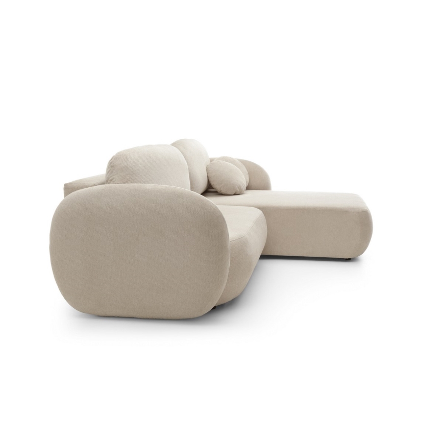 L veida izvelkamais stūra dīvāns OLBIA ar uzglabāšanas nodalījumu, labais stūris, bēšs