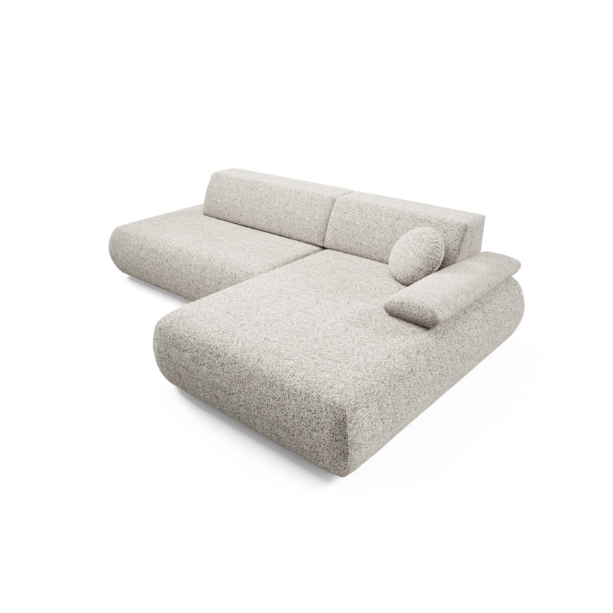 L-veida izvelkamais stūra dīvāns PRATO ar uzglabāšanas nodalījumu, labajā pusē, bēšs