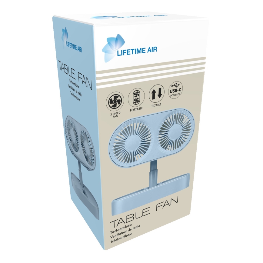 Lādējams galda ventilators 3,7 V 1200 mAh, zils