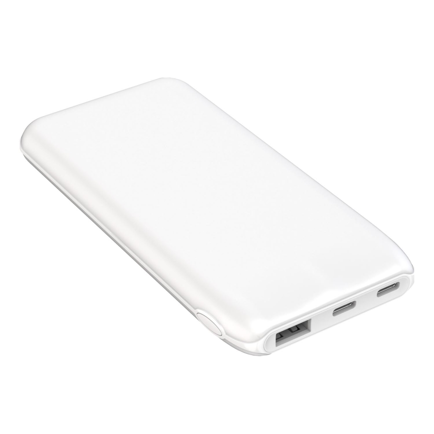Lādētājakumulators 10000 mAh 10W Power Delivery 2xUSB-C + 1xUSB-A balts