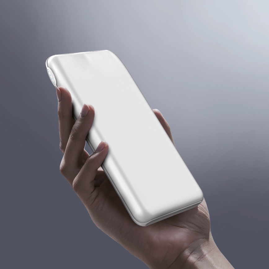 Lādētājakumulators 10000 mAh 10W Power Delivery 2xUSB-C + 1xUSB-A balts