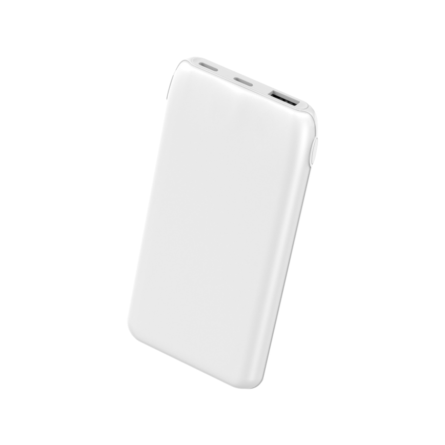 Lādētājakumulators 10000 mAh 10W Power Delivery 2xUSB-C + 1xUSB-A balts