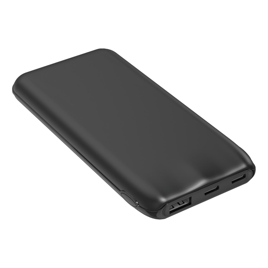 Lādētājakumulators 10000 mAh 10W Power Delivery 2xUSB-C + 1xUSB-A melns