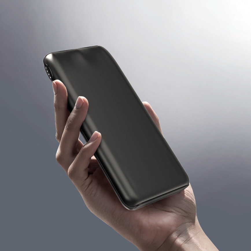 Lādētājakumulators 10000 mAh 10W Power Delivery 2xUSB-C + 1xUSB-A melns