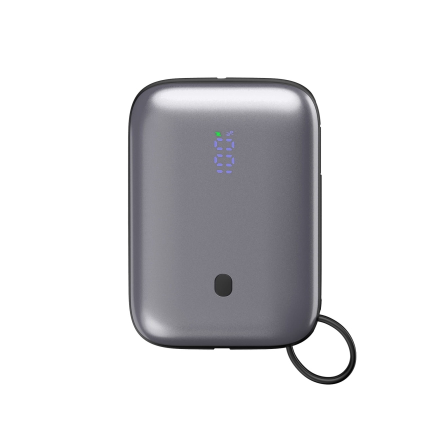 Lādētājakumulators 10000 mAh 20W Power Delivery Compact ar iebūvētu ievelkamu USB-C vadu 1m melna