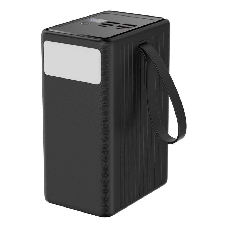 Lādētājakumulators 80000 mAh 20W Power Delivery 4xUSB-A + 2xUSB-C ar LED lukturi un USB-C vads 1m melna