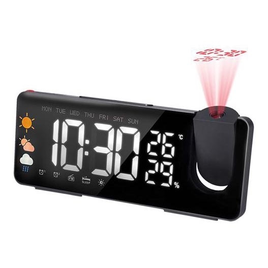Laika stacija ar LCD displeju, modinātāju un projektoru 5V/2xAA + 3xAA